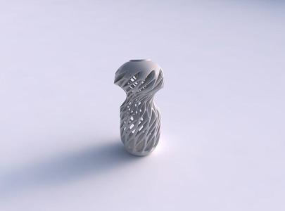Vase twisted bend inward with smooth cuts and extruded top ec...