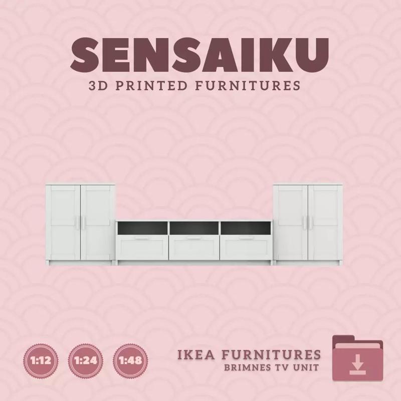 BRIMNES TV Unit and Cabinet for Dollhouse IKEA 3D Print