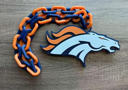 Denver Broncos Logo Oversized Necklace, Pendant Chain