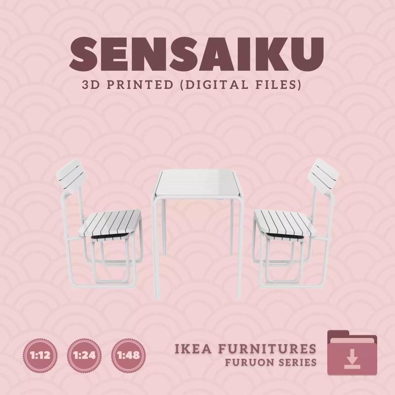 4 FURUON Table Chair Footstools Dollhouse - IKEA - 3D Print