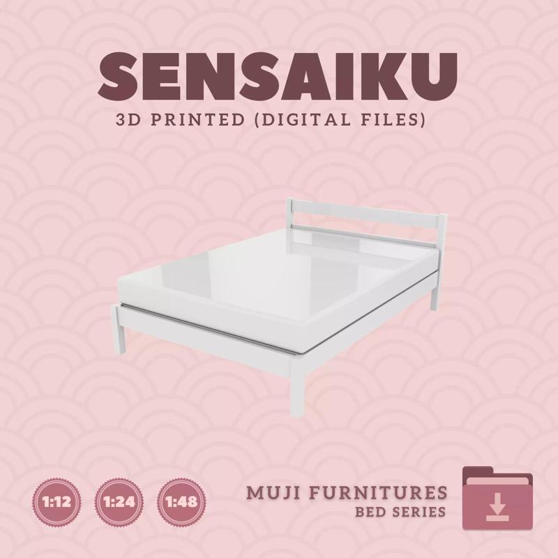 01 Muji Bed Double Bed for Dollhouse - Muji - 3D Print