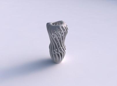 Vase plain twisted round top with muscle sturcture wavy top