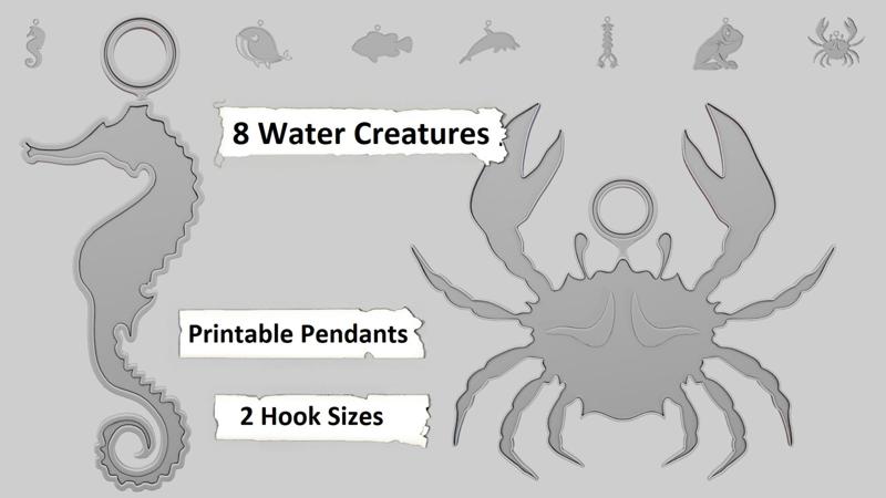 🌊 Creature (Water) – 3D Printable Pendant Collection