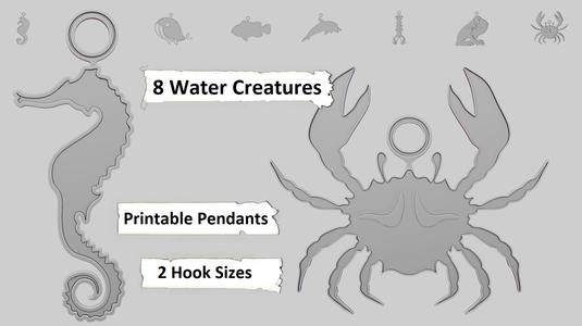 🌊 Creature (Water) – 3D Printable Pendant Collection
