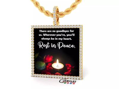 Custom Picture Pendant with Diamond - Square Memory Pendant