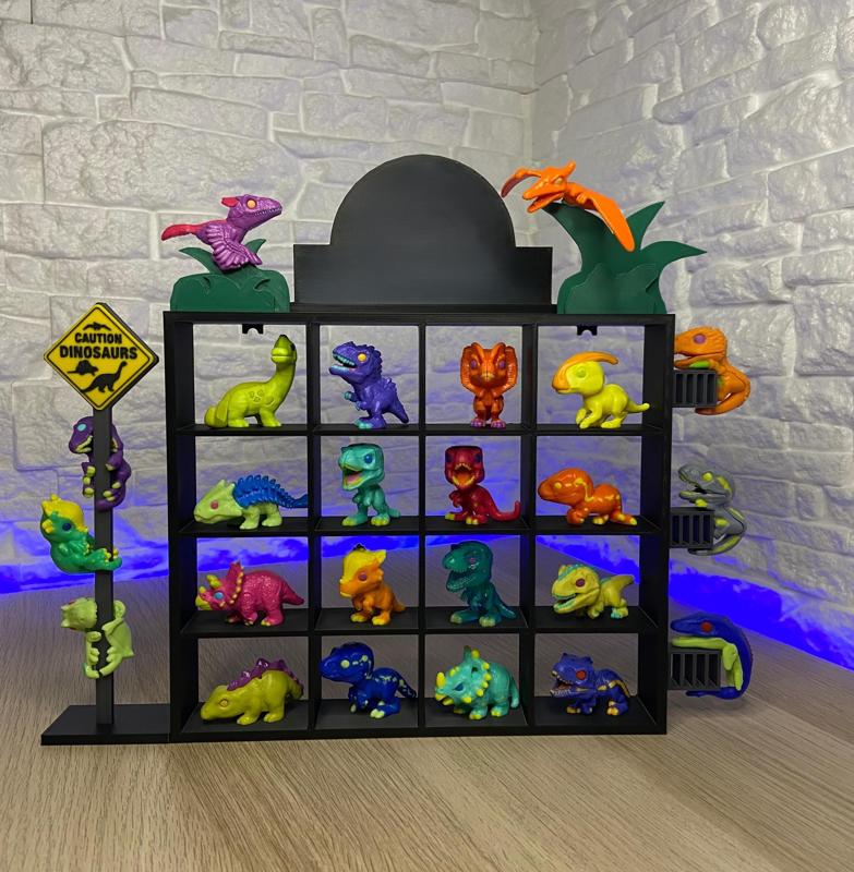 Display stand for Kinder Joy's Jurassic World inspired collection, ideal for hanging on the wall.