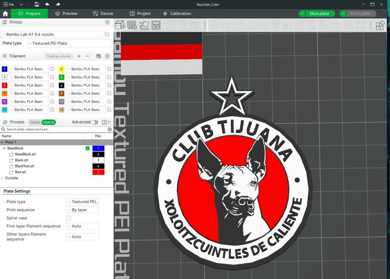 Liga MX club tijuana keychain badge color printable