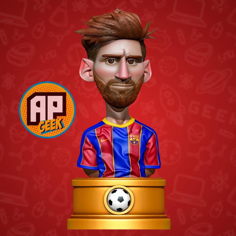 Busto Messi Barcelona cartoon