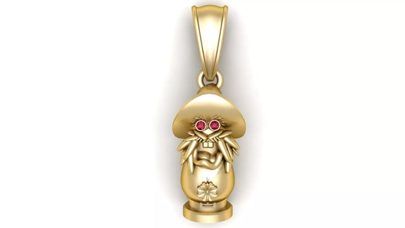 Golden Mushroom Spirit Pendant