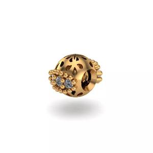 Jewelry gold bead with diamonds