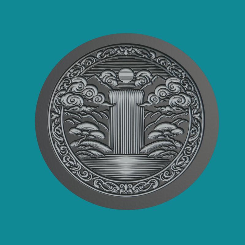 Waterfall Medallion Waterfall 3d Print Model