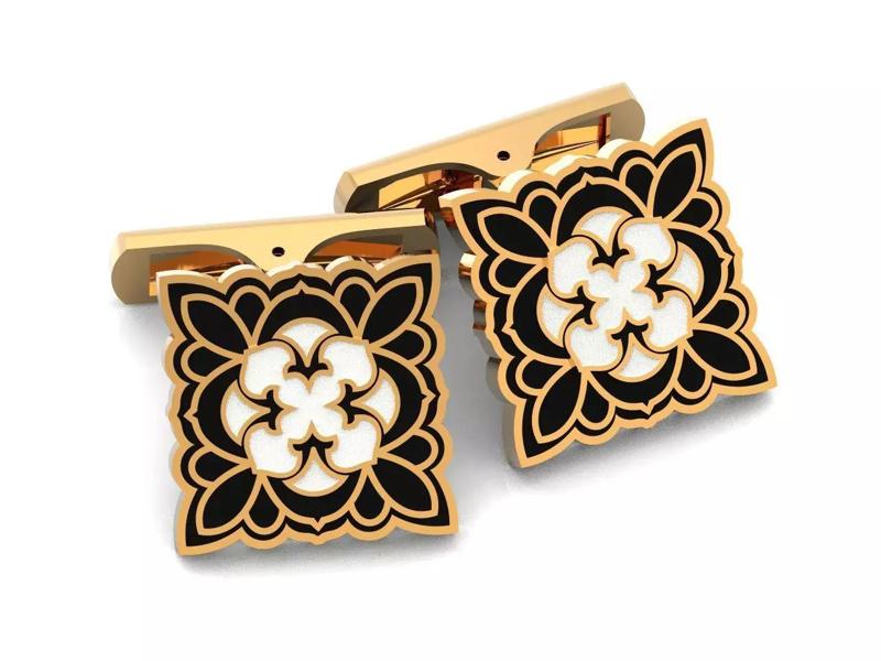 Vintage  Ornament cufflinks enamele 1499