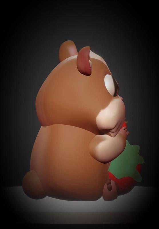 Hamster eating strawberries