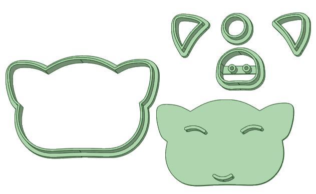 Hoggie face 60mm Plim Plim fondant cutter