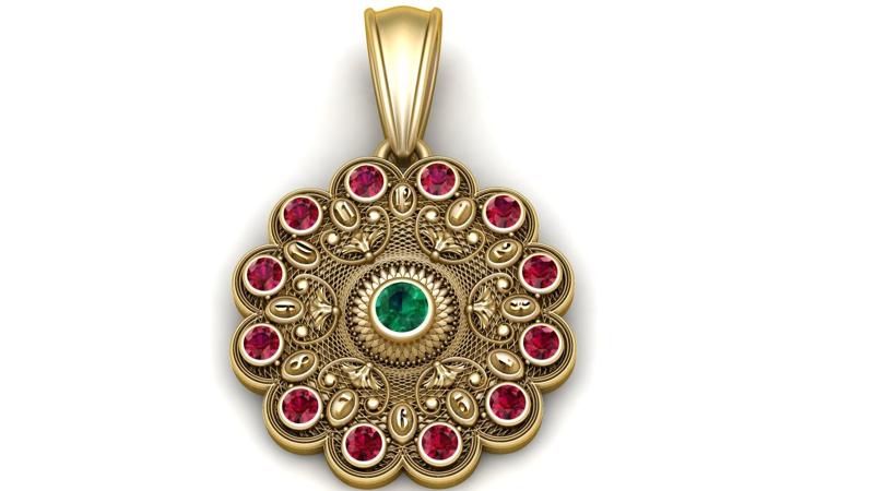 3D Gold Floral Pendant – Printable Model