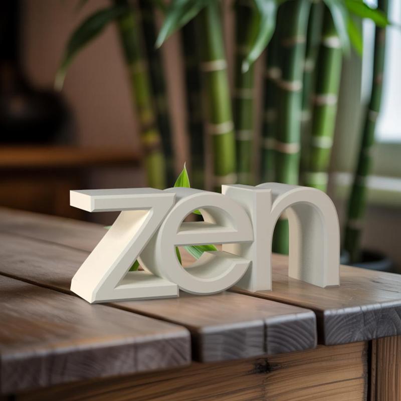 Zen Word Decor – 3D Printed Minimalist Desk & Home Decoration