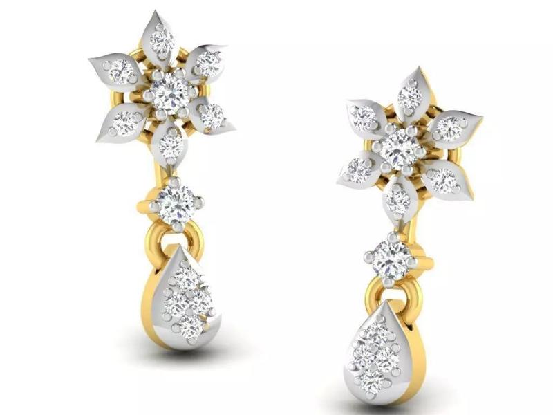 Gold Diamond Women Earring 3D print Model