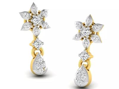 Gold Diamond Women Earring 3D print Model