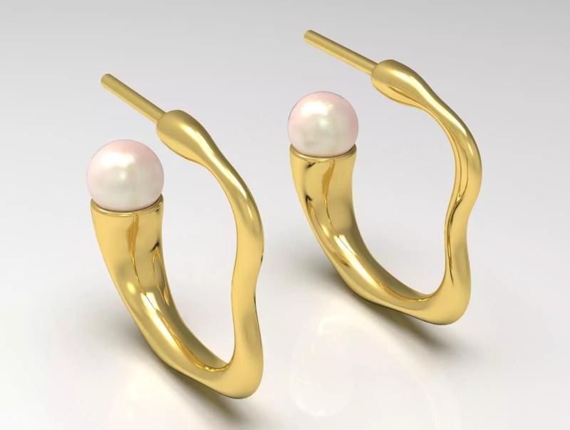 gold pearl earring pe0028