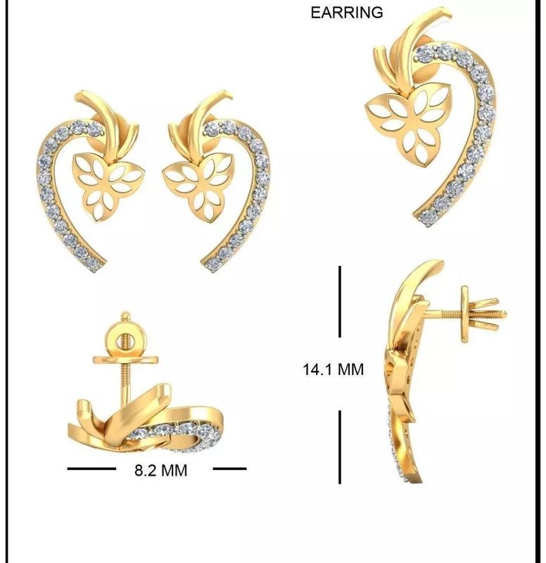 Solitaire Earrings 3DM STL OBJ FBX Render Details