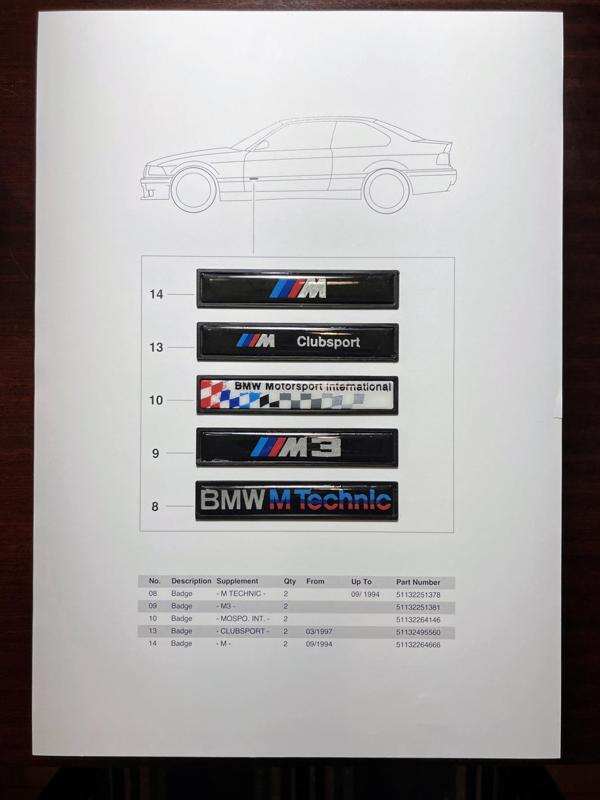 e36 M molding badges