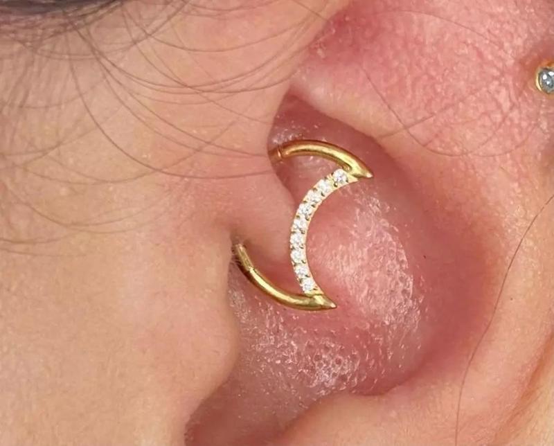 Pac 2 sizes piercing Moon segment for ear Daith helix