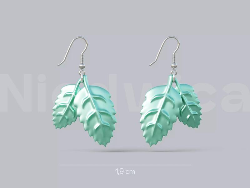 MINT LEAF EARRINGS STL FILE FOR 3D PRINTING