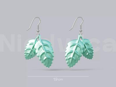 MINT LEAF EARRINGS STL FILE FOR 3D PRINTING