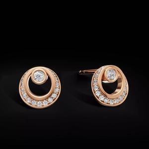 Modern Circle Stud Earrings 3D Model  Diamond Pave Design