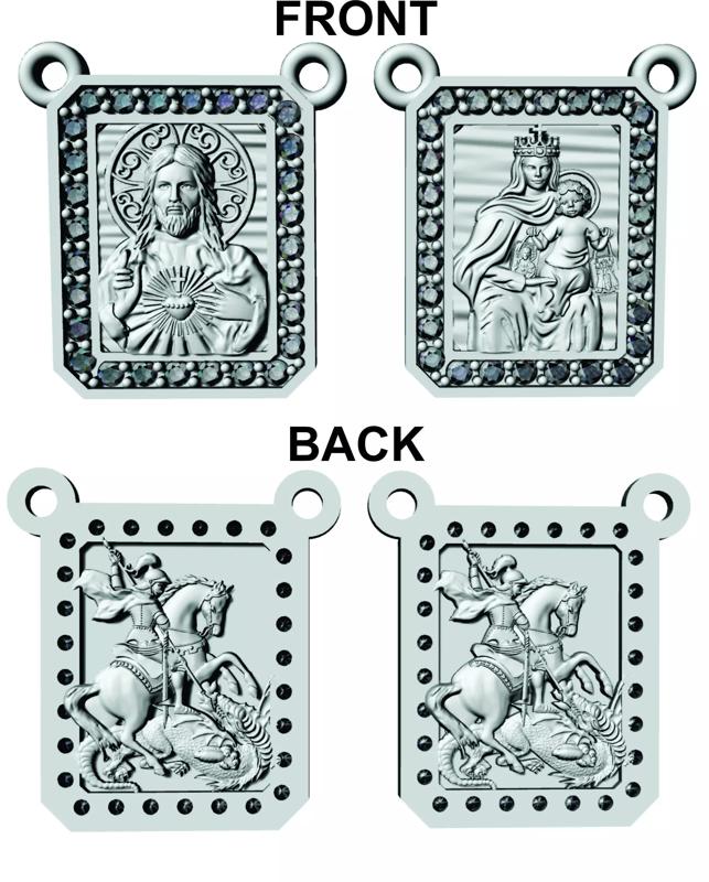 Scapular Saint George Sao Jorge with Jesus and Mary