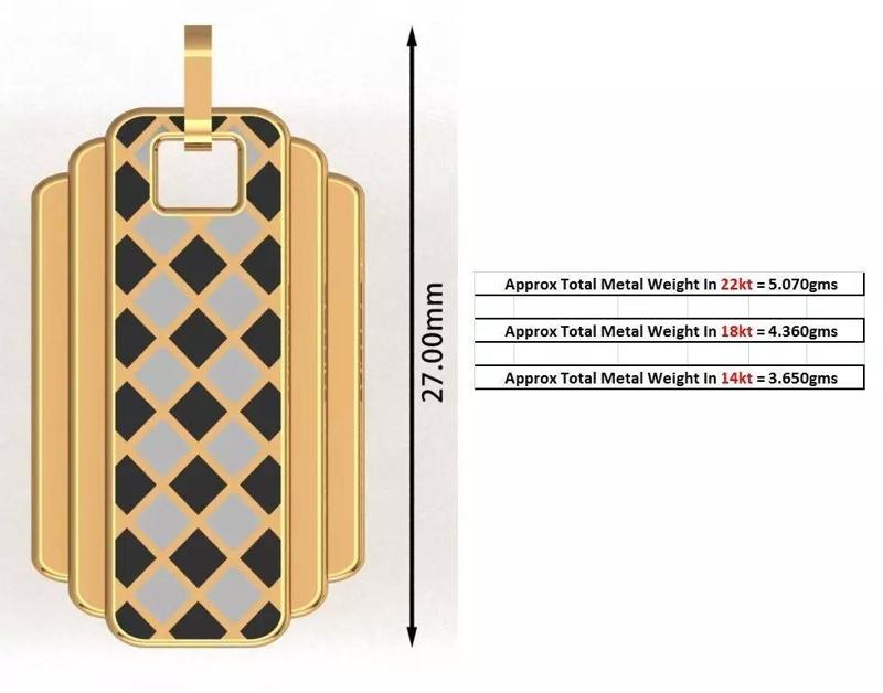 JD109-CAD-GPN gold pendant with checkered pattern