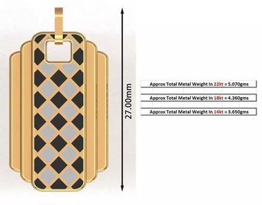 JD109-CAD-GPN gold pendant with checkered pattern