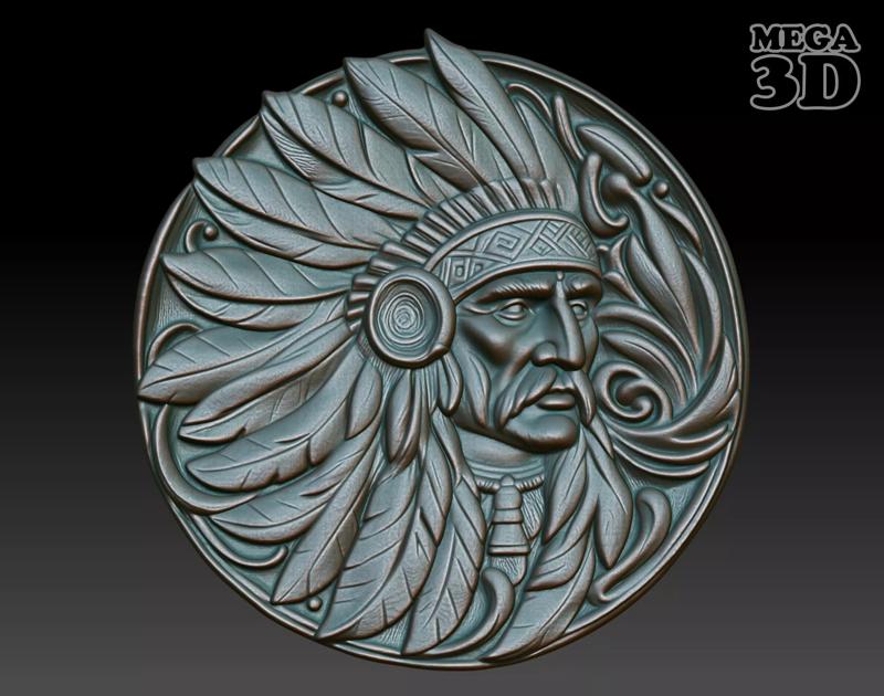 Native American Patriarch basrelief 04 240918