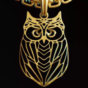 Owl Stylized Wireframe Pendant Amulet Necklace