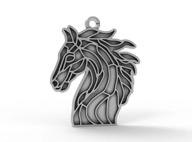 Horse Head Enamel Pendant