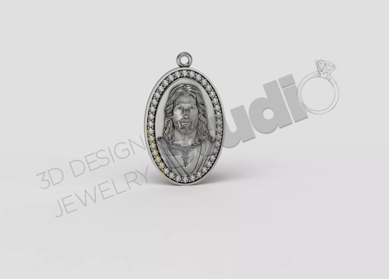 Highly detailed Jesus head figure pendant 3d model