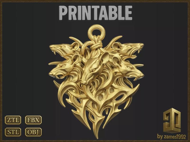 Rat King Mice Tribal Pendant