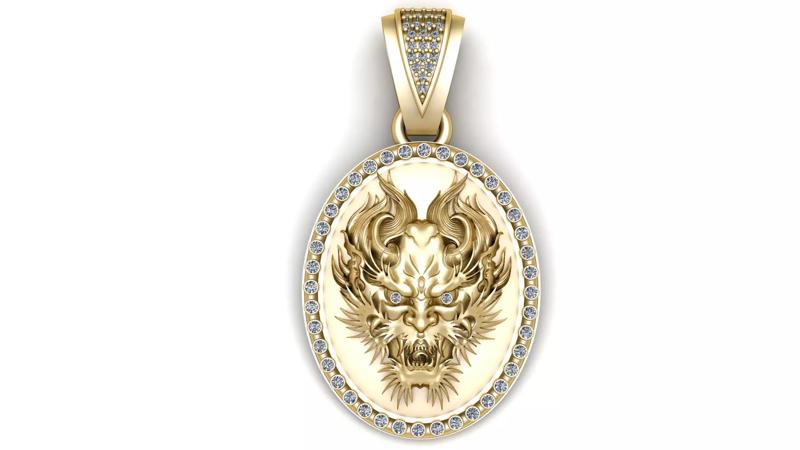 DRAGON FACE COIN PENDANT 3D PRINTABLE MODEL