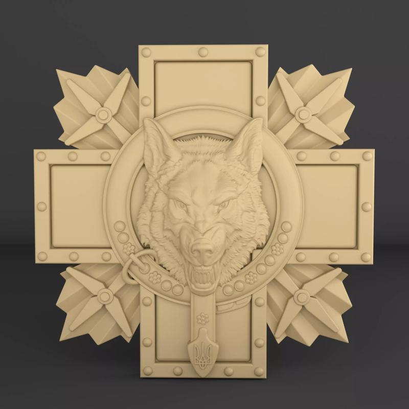 Emblem of Ukraine Wolf 3D print model
