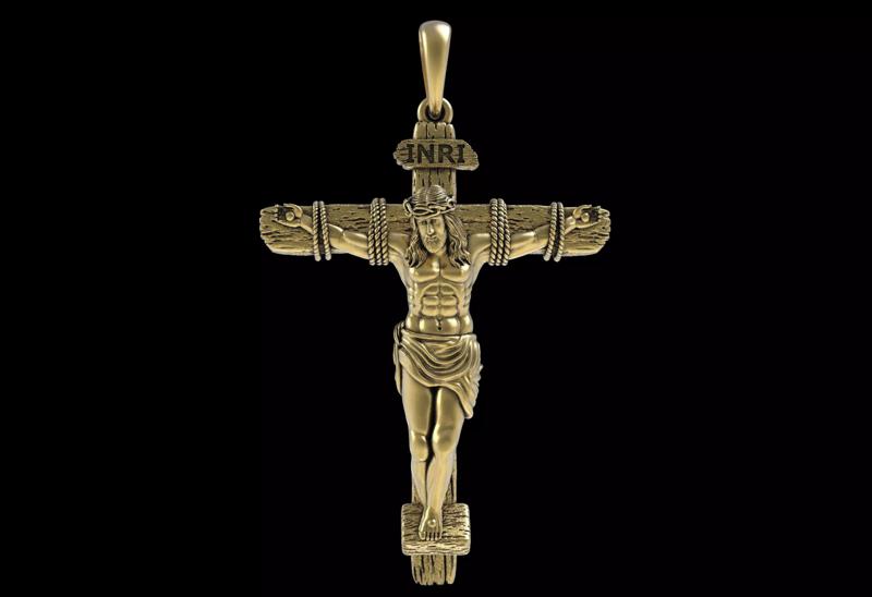 Handmade Gold-Siler Jesus crucifix pendant