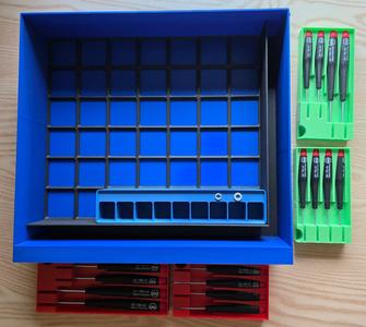 Small screwdriver drawers in drawers - a gridfinity extension for the Giant underdesk cabinet