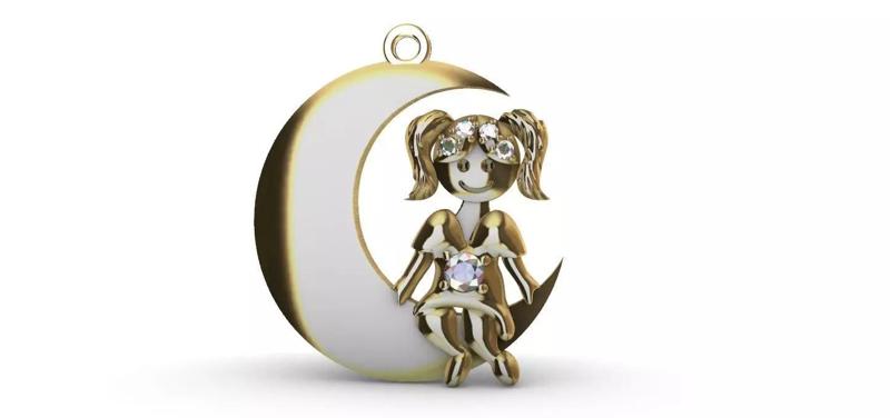 Girl in the Moon - Daughter pendant