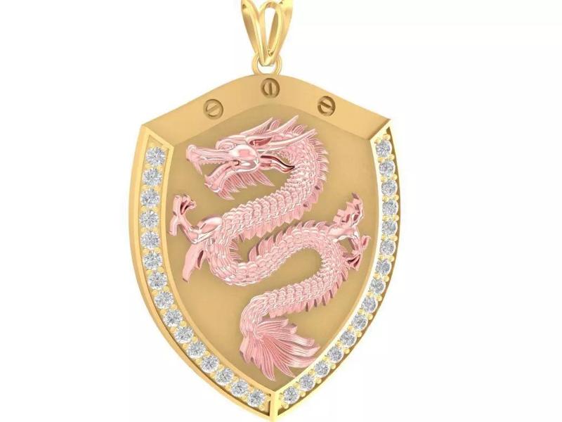 luxury diamond asian dragon pendant 2926