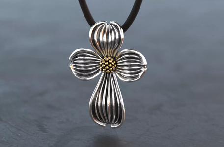Dogwood Flower Cross Pendant