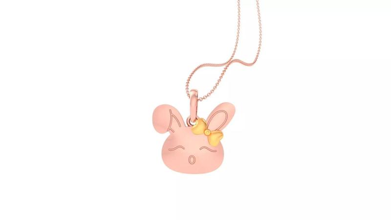 Rabbit Bow Tie Light Weight Kids Pendant Necklace Charms 3dm stl