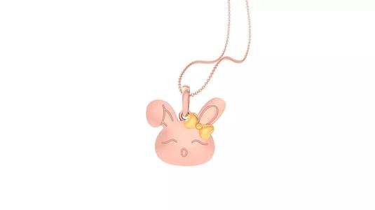 Rabbit Bow Tie Light Weight Kids Pendant Necklace Charms 3dm stl