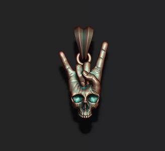 Rock skull hand pendant