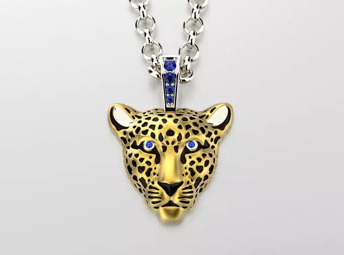 Jewelry Necklace Leopard Pendant with Enamel for vis 0076 V4-1