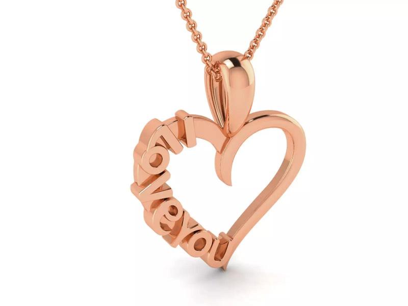 Heart Light wt Plain Gold Charm Pendant 3dm renders details