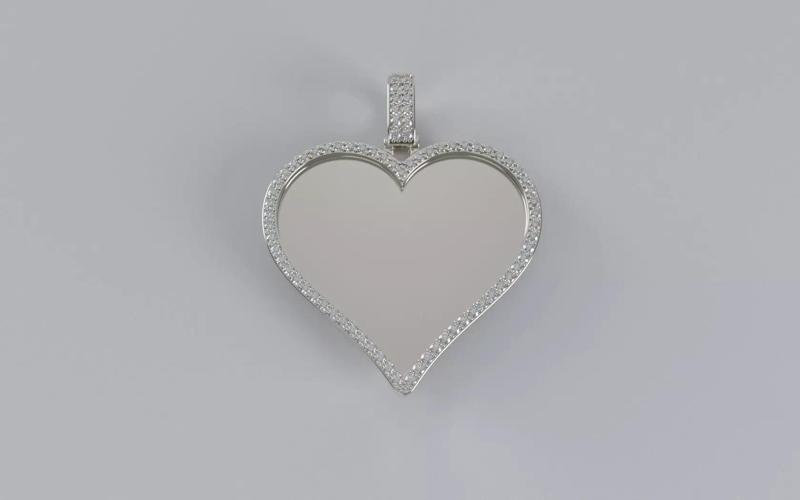 Heart Picture Pendant - Small Stones - 40mm Wide